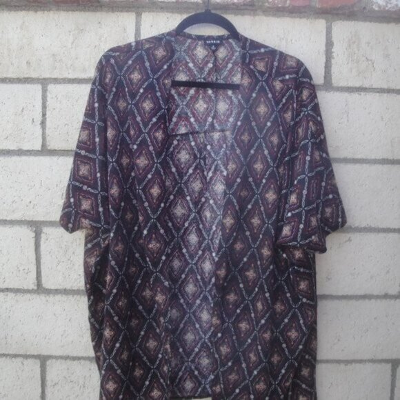 Torrid Womens Kimono Size 2X Blue Geometric Cardigan - Picture 4 of 5
